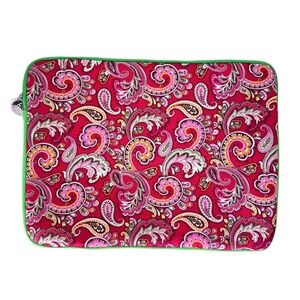 NWOT Tri Coastal Fuchsia Pink Green Paisley Neoprene 13"/14" Laptop Sleeve Pouch